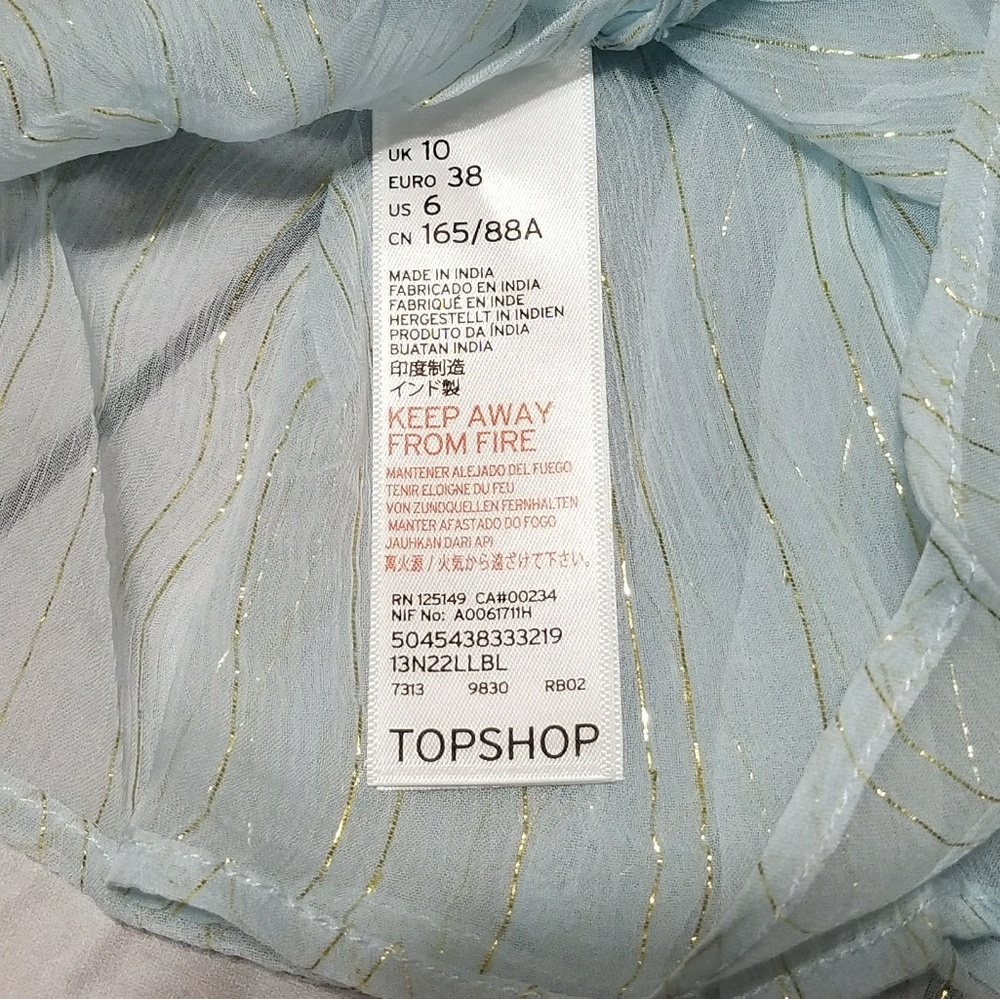 TOPSHOP Metallic Stripe Tulle Sheer Blouse Top - Picture 7 of 8